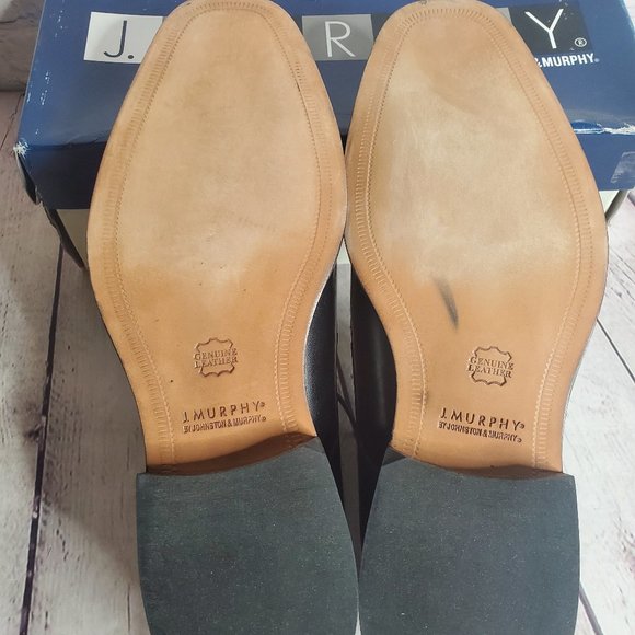 J. Murphy Men's Warehouse Leather Black Oxfords - Picture 5 of 10